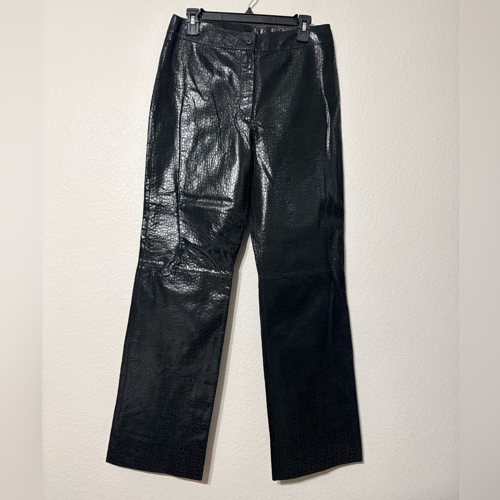 Classiques Entier Black Leather Snake Embossed Textured Pants. NWT, Fully Lined